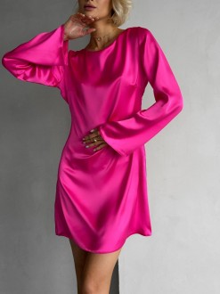 Жіноча сукня міні із сатину колір фуксія р.44 459755
