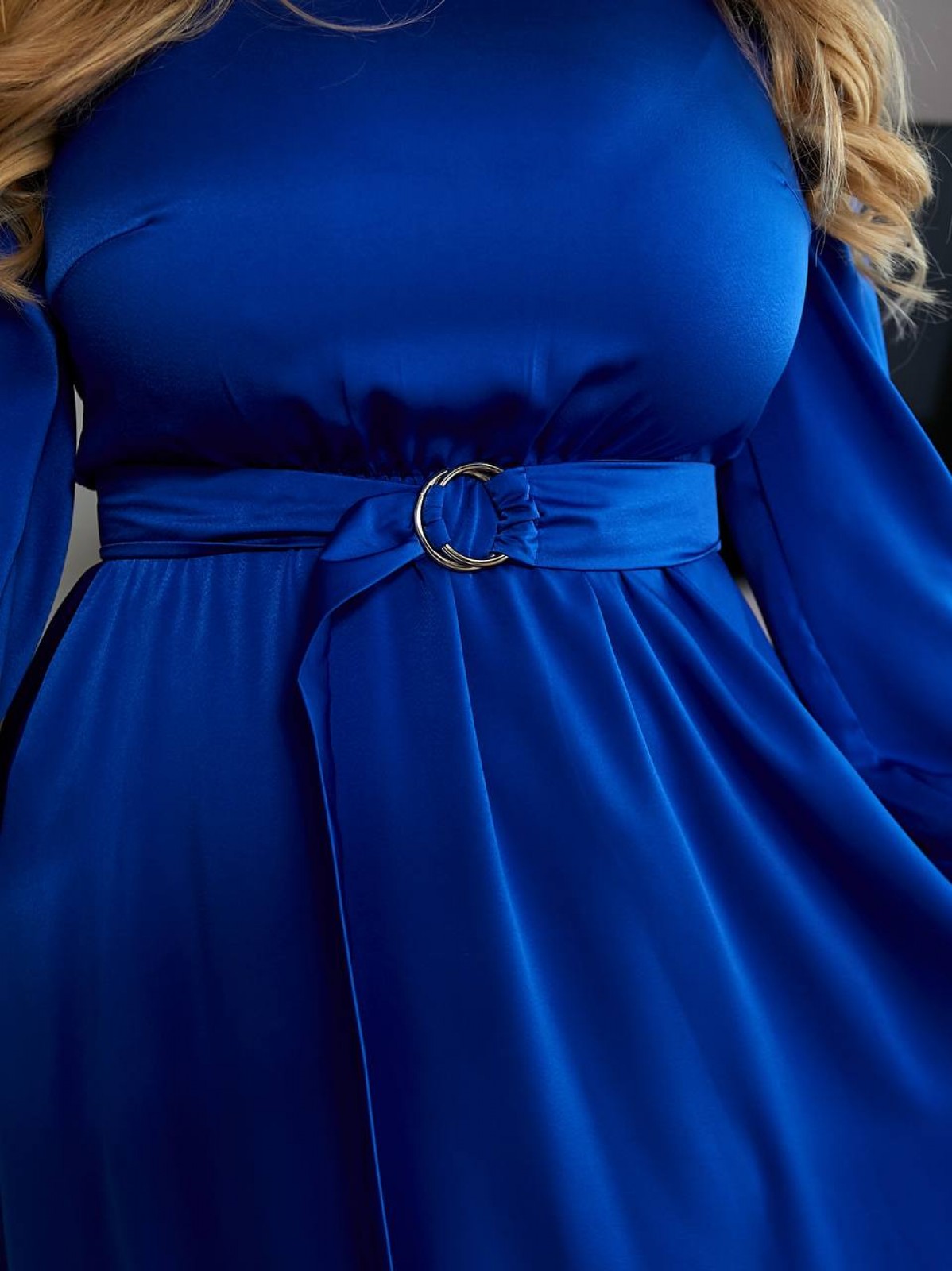 Жіноча сукня міді з шовку колір синій р.46/48 459120