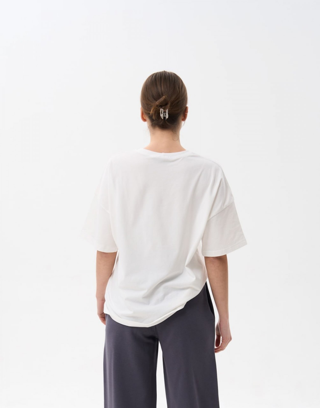 Жіноча футболка OVERSIZE колір білий крем р.M 459156
