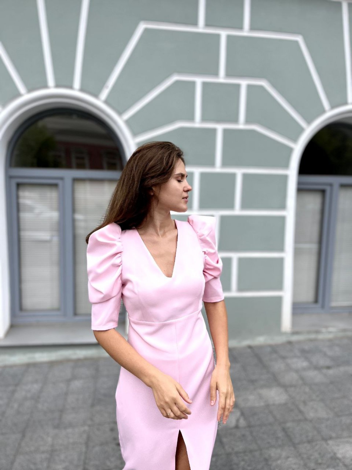 Жіноча сукня з рукавом рожевого кольору р.XS 385633