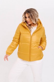Жіноча коротка куртка з плащової тканини жовтого кольору р.52/54 377432