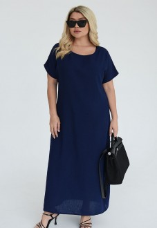 Жіноча сукня вільного крою міді колір синій р.60/62 460107