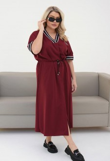 Жіноча сукня-халат вільного крою колір бордовий р.46/48 452174