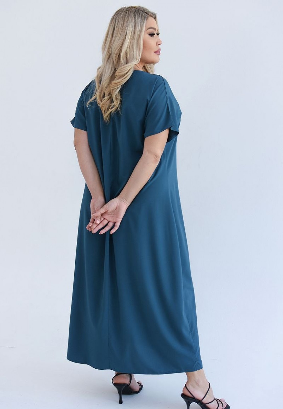 Жіноча сукня вільного крою міді колір морська хвиля р.60/62 459362