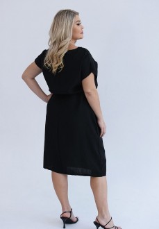 Жіноча сукня із льону колір чорний р.60/62 459353