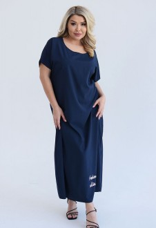 Жіноча сукня вільного крою міді колір синій р.60/62 459359