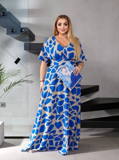Жіноча вільна сукня із софту колір блакитний р.62/64 459781