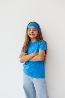 Базова дитяча однотонна футболка колір блакитний р.140 441121