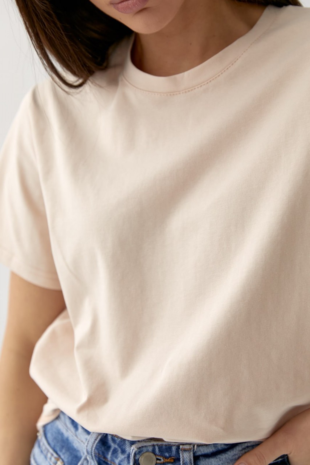 Жіноча базова футболка колір мокко р.XL 438008