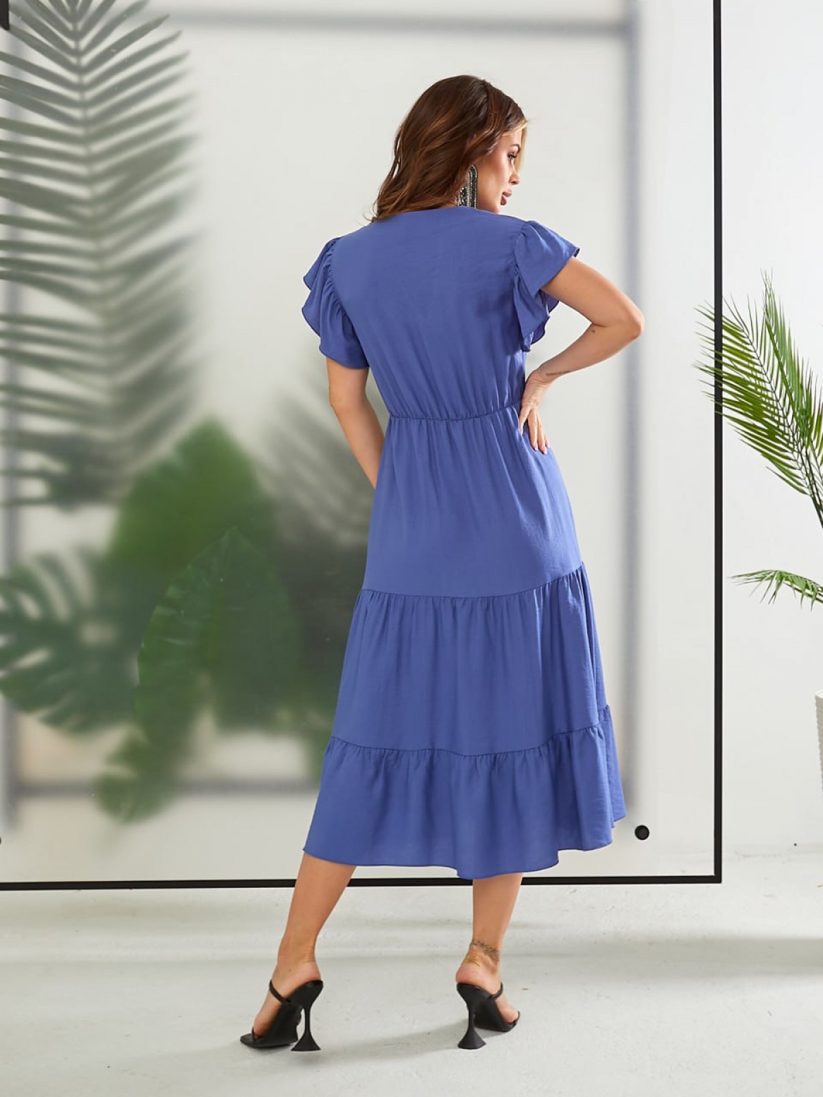 Жіноча сукня міді колір джинсовий р.42/44 435750