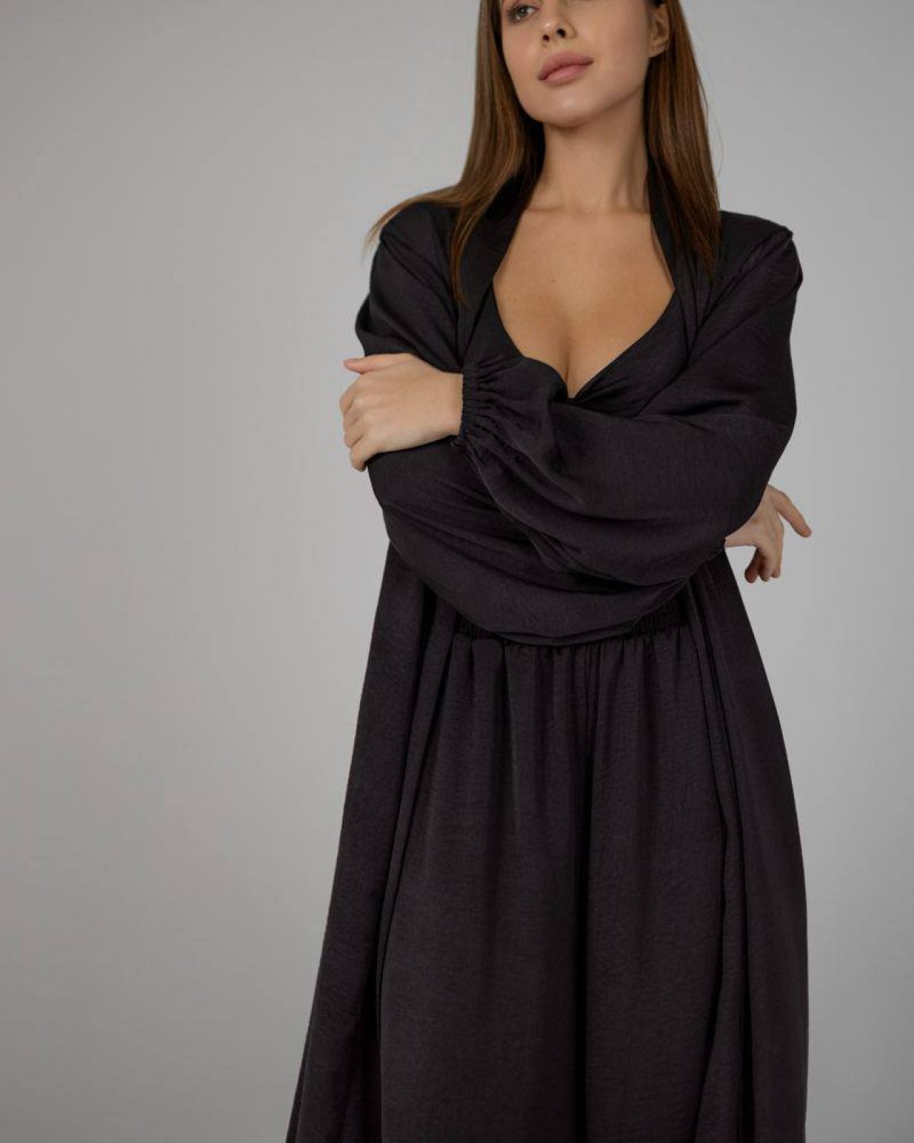 Жіночий піжамний костюм трійка колір чорний р.S/M 448468