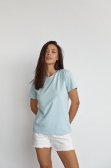 Жіноча базова футболка колір світло-блакитний р.L 449919