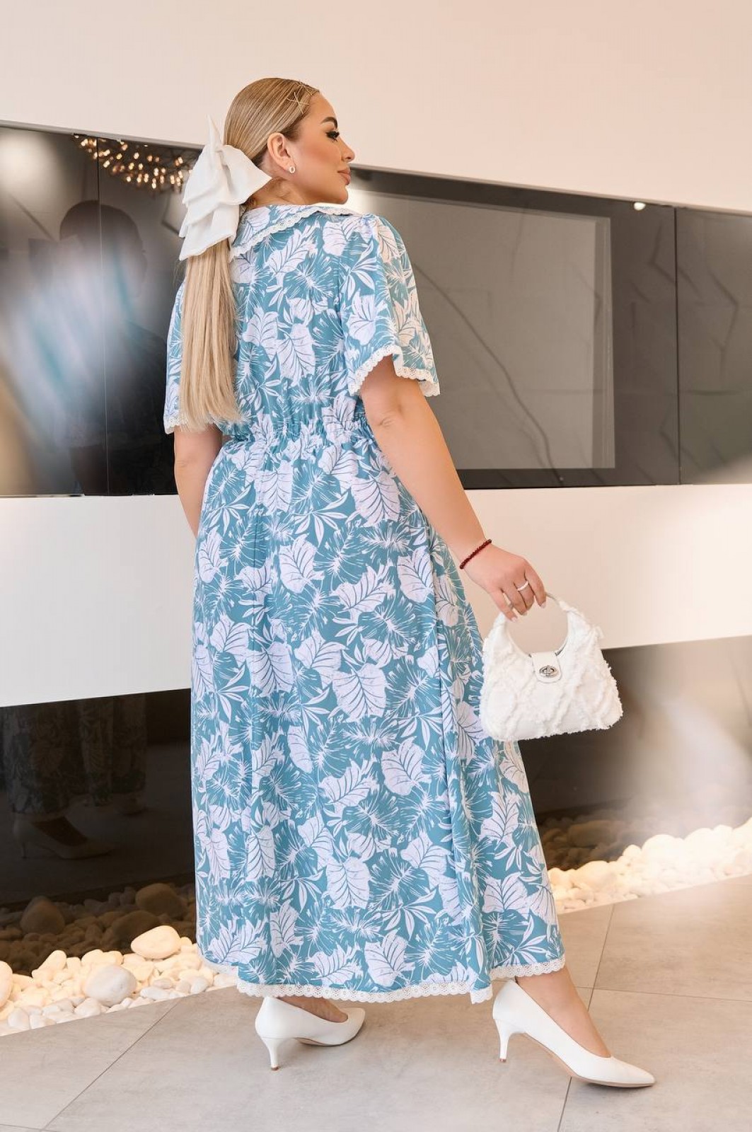 Жіноча сукня із софту міді колір бірюза р.54/56 459381