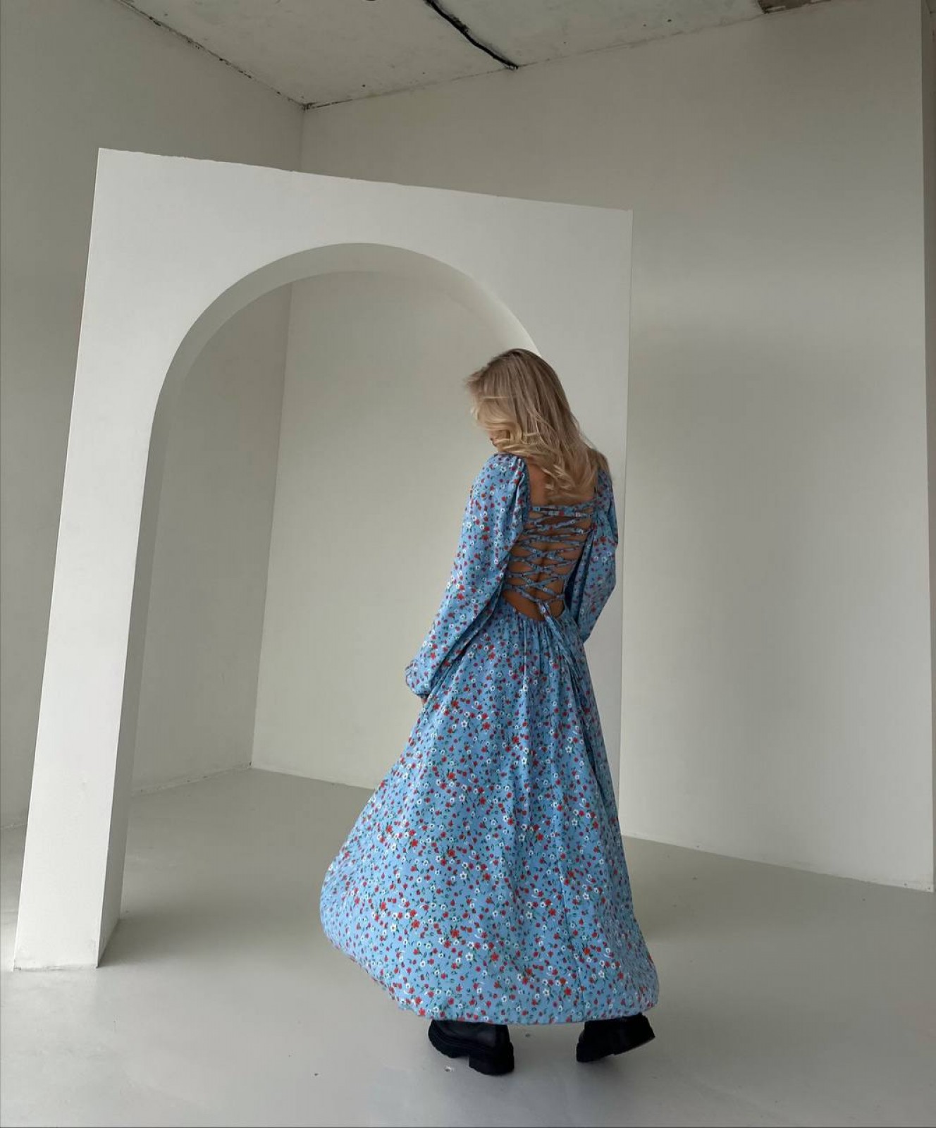 Жіноча сукня із софту колір блакитний р.42/44 451180