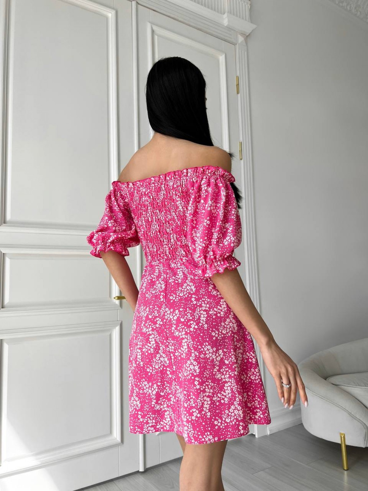 Жіноча літня сукня колір малиновий р.42 437183