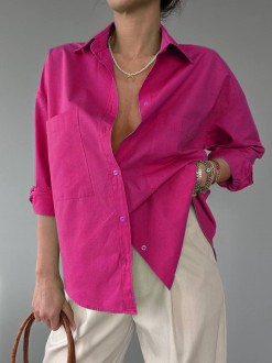 Жіноча базова сорочка з бавовни колір малина р.42/46 449323