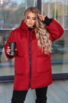 Жіноча зимова куртка бордового кольору  р.50/52 385736