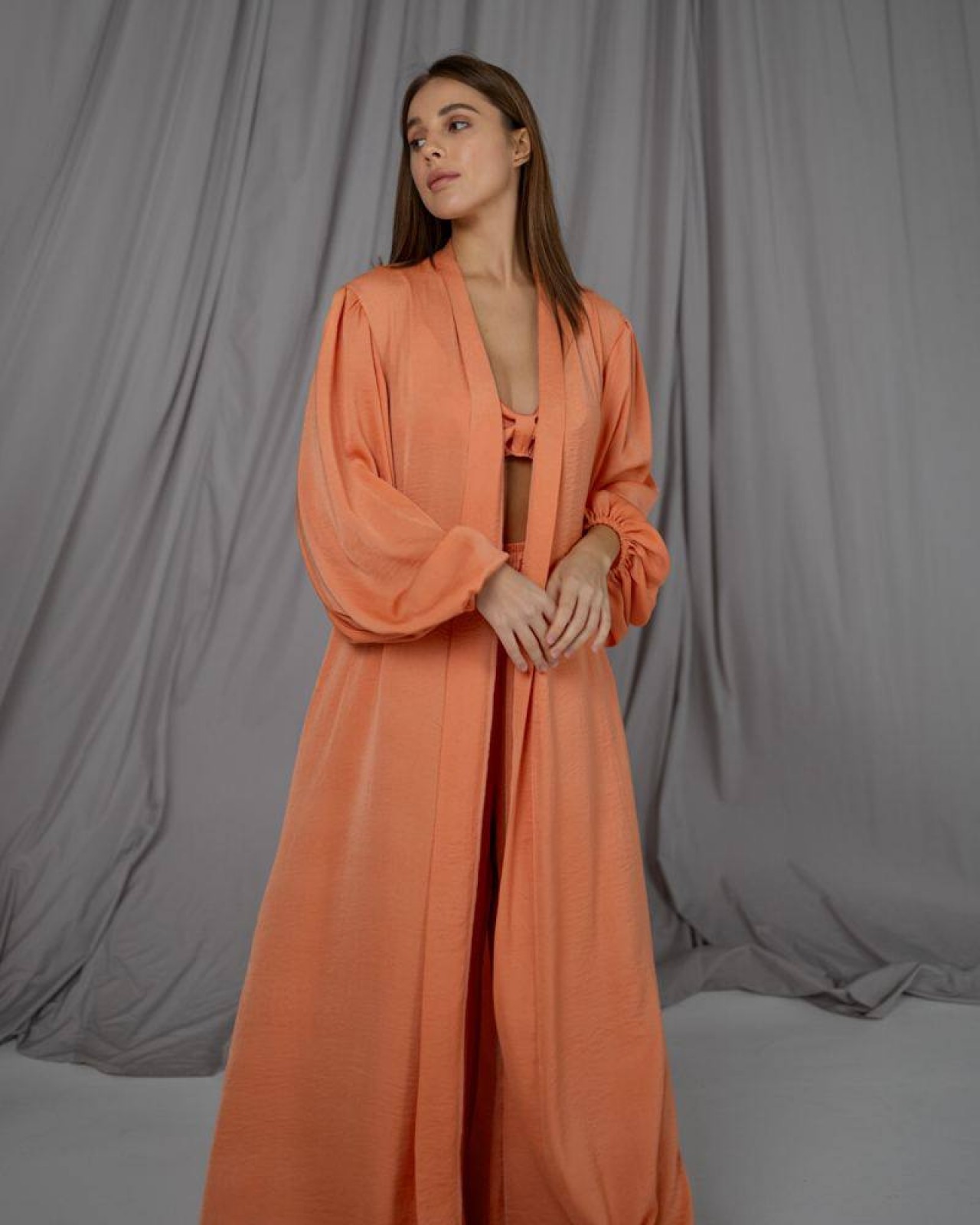 Жіночий піжамний костюм трійка колір помаранчевий р.S/M 448466