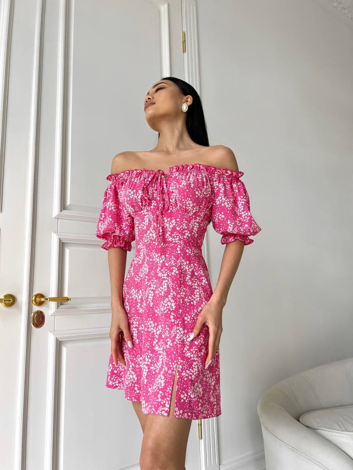 Жіноча літня сукня колір малиновий р.42 437183