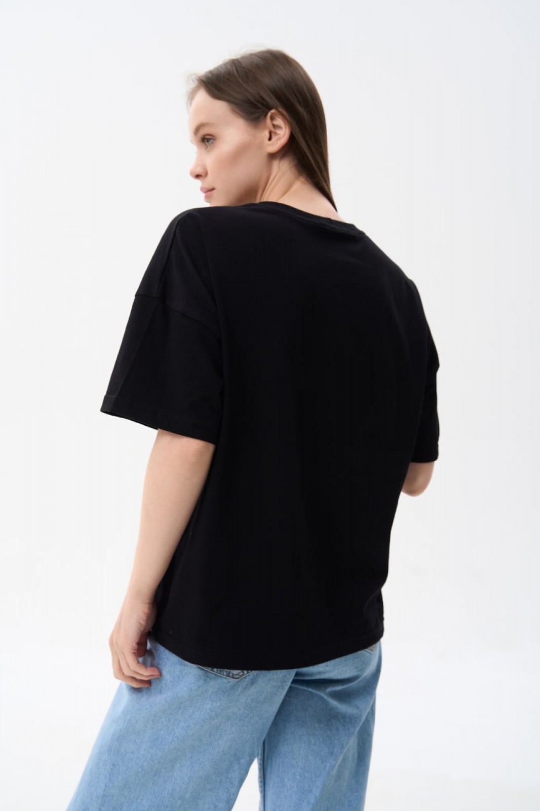 Жіноча футболка OVERSIZE колір чорний р.XL 459161