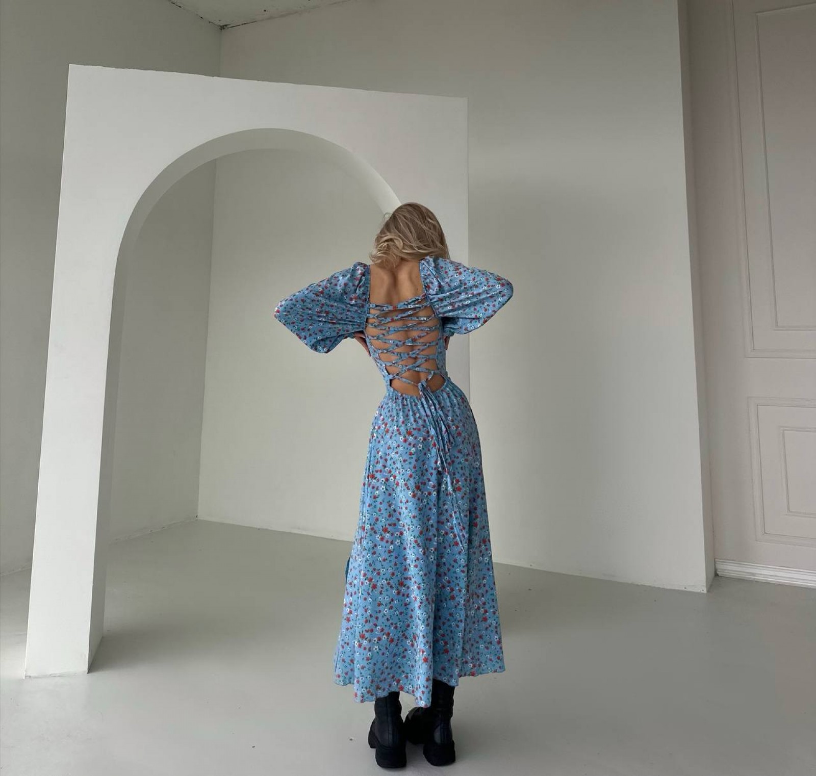 Жіноча сукня із софту колір блакитний р.42/44 451180