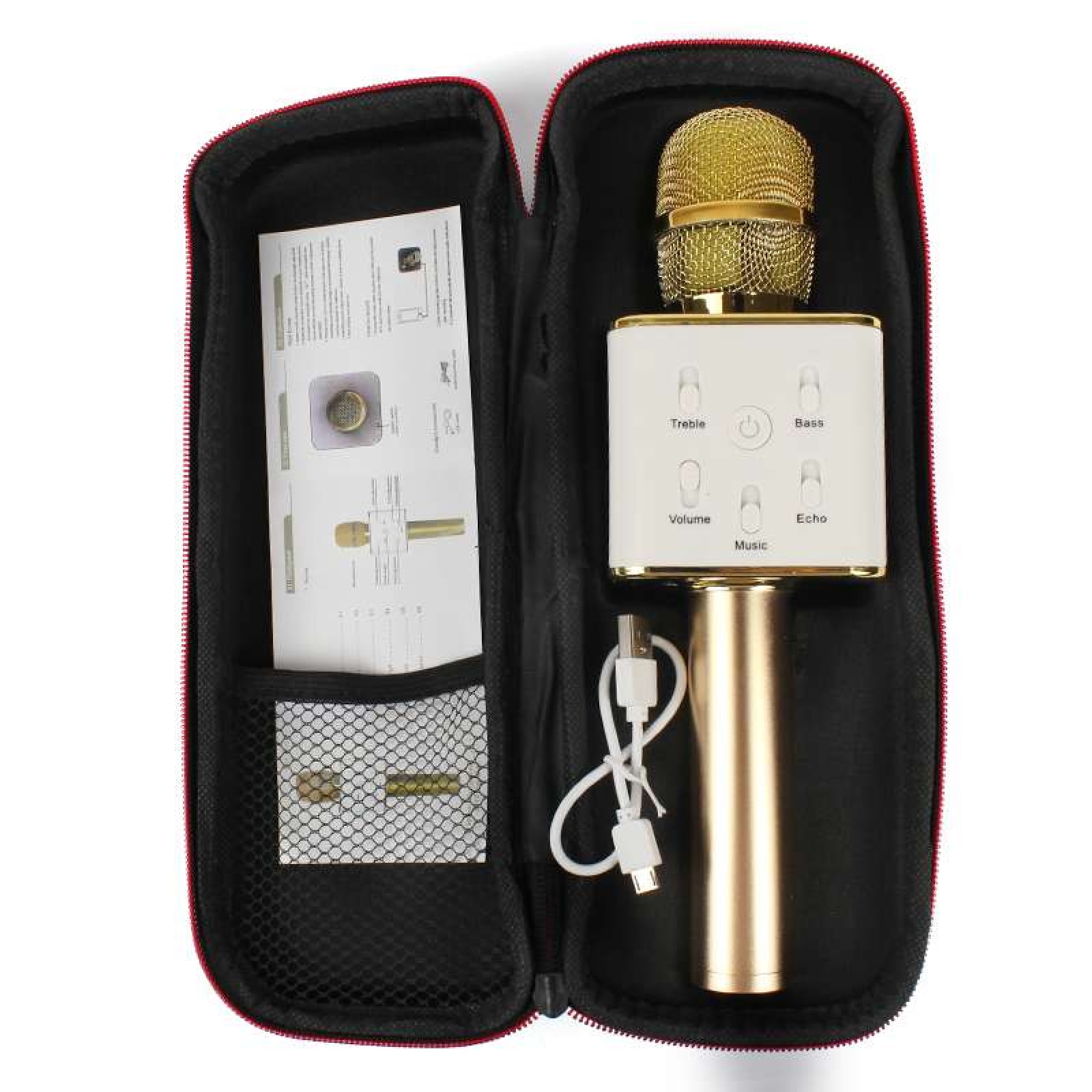 Мікрофон караоке Tuxun бездротової bluetooth золотий Q7 MS 130336