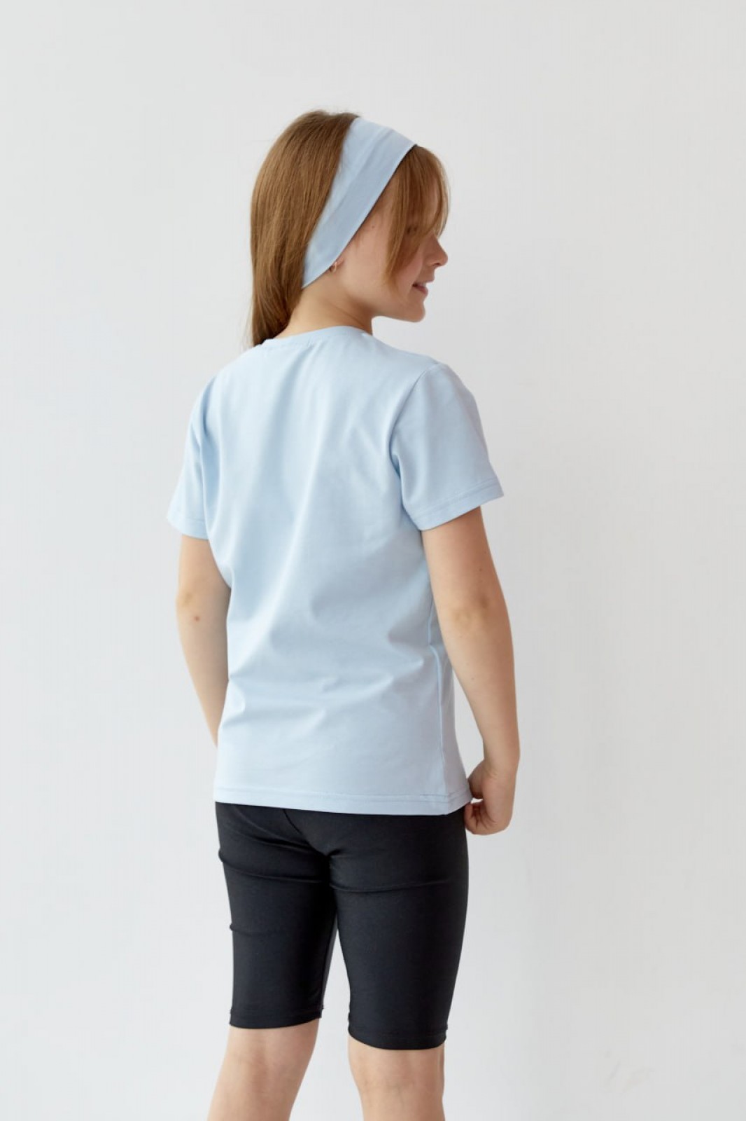 Базова дитяча однотонна футболка колір світло-блакитний р.128 441129