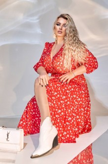 Жіноча вільна сукня із софту колір червоний р.58/60 449947