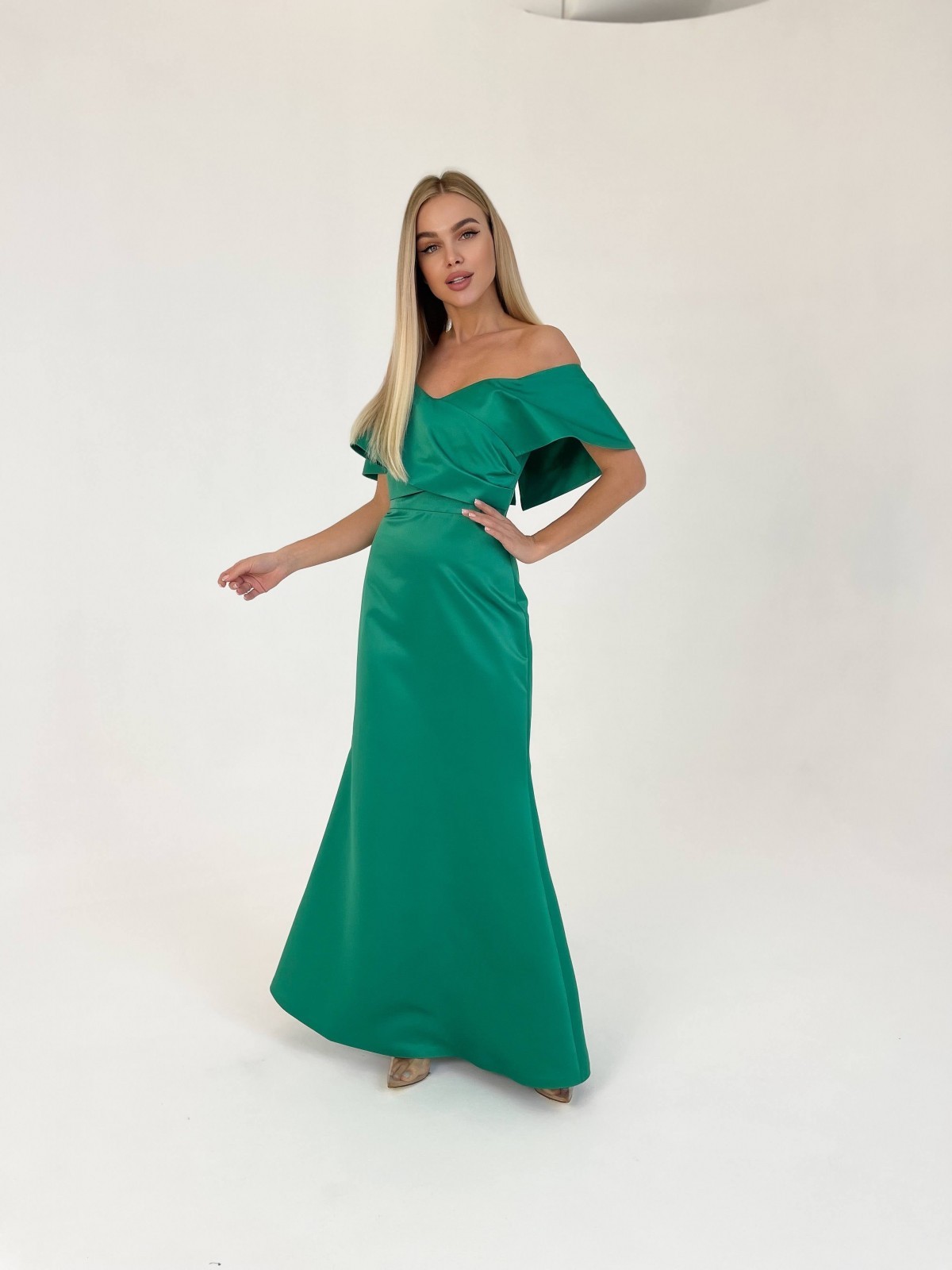 Жіноча вечірня сукня корсет зеленого кольору р.М 384859