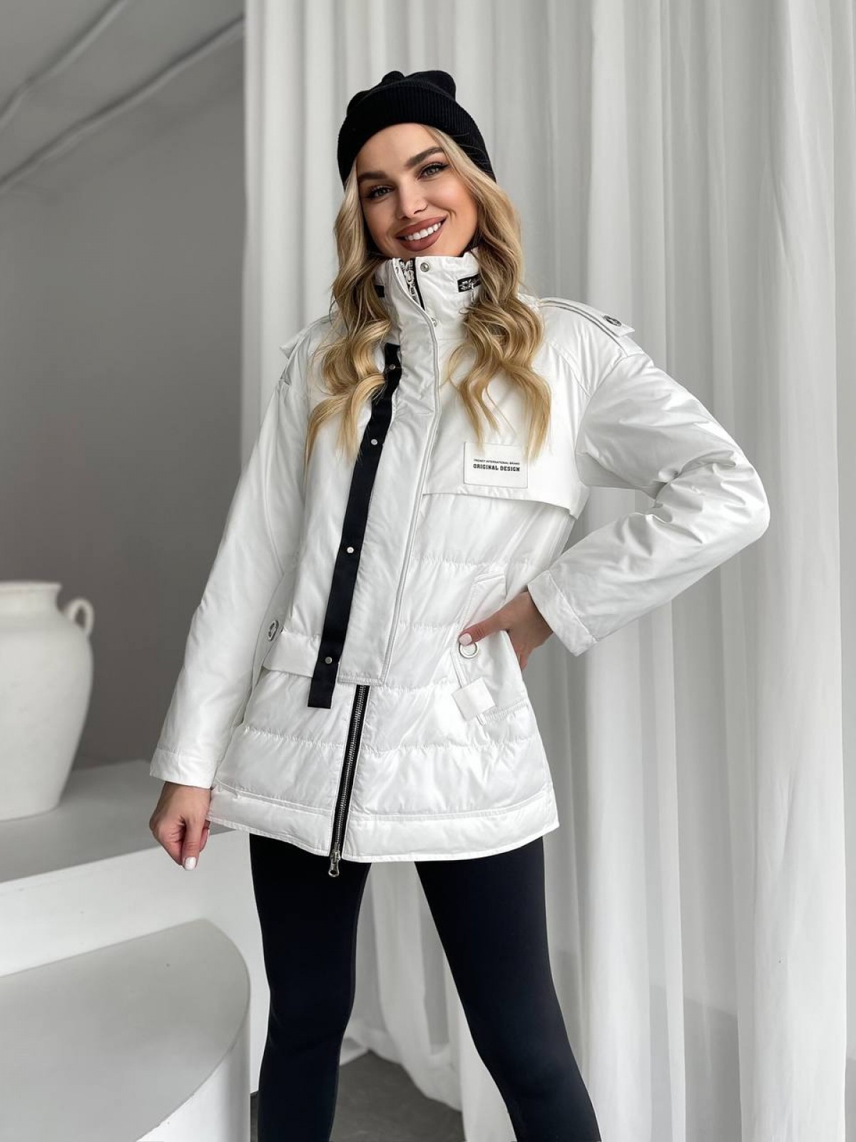 Жіноча тепла куртка колір білий р.XXL 450440