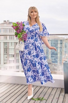 Жіноча сукня із софту міді колір синій р.58/60 459376
