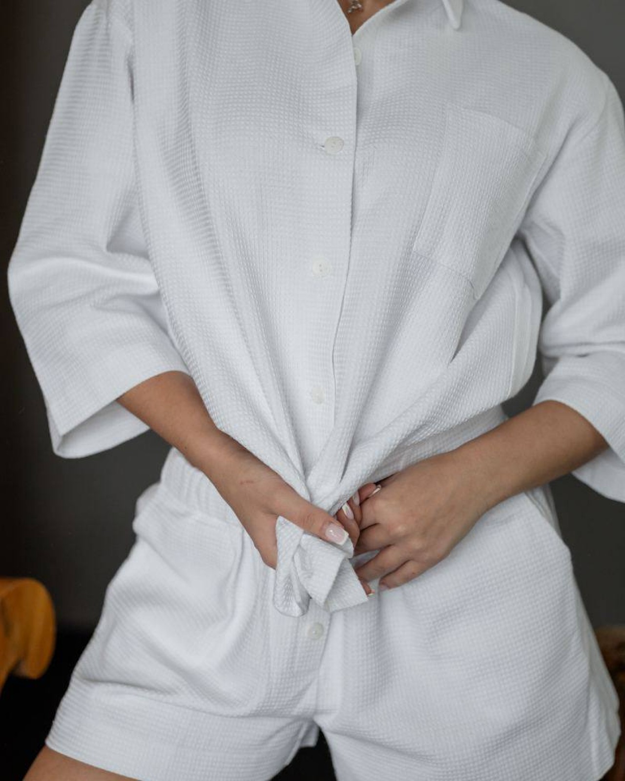 Жіночий піжамний костюм двійка Valentina колір білий р.S 450177