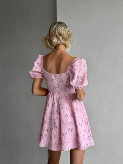 Жіноча сукня міні з мусліну колір рожевий р.46 459508