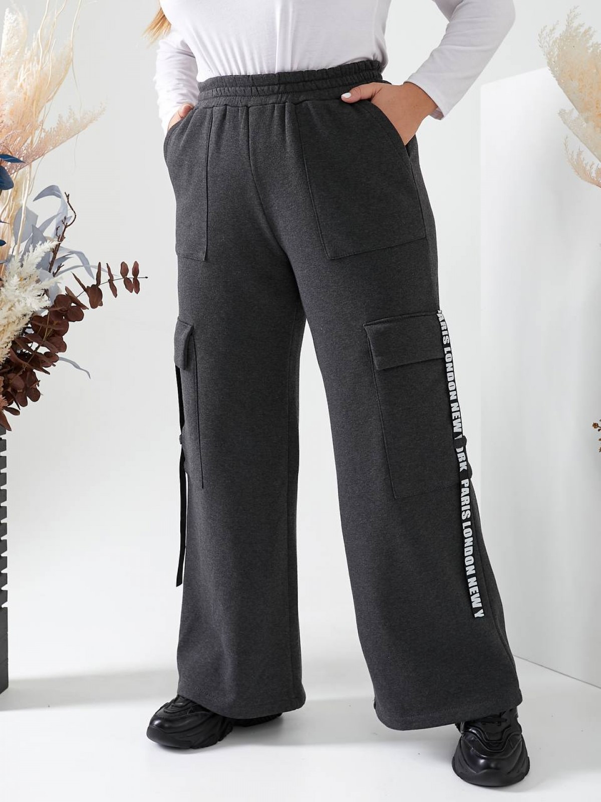 Жіночі брюки карго колір графіт р.54/56 441503