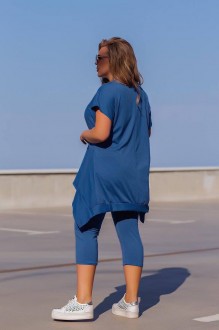 Жіночий костюм двійка з тунікою колір джинс р.54/56 459847