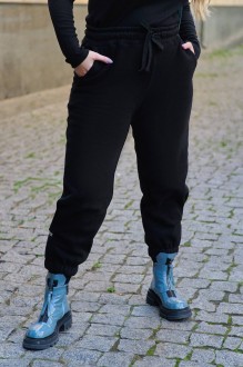 Жіночі штани-джогери на флісі чорного кольору 383992