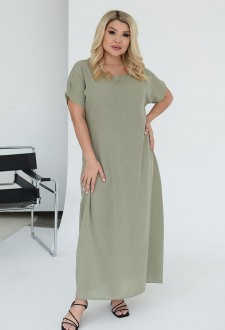 Жіноча сукня вільного крою міді колір оливка р.60/62 460104