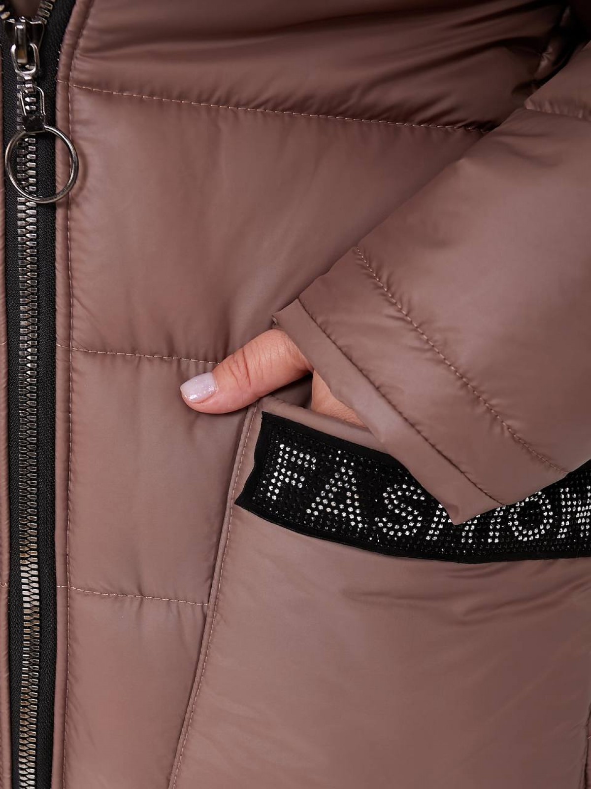 Жіноча куртка-пальто із плащової тканини колір мокко р.52/54 448516