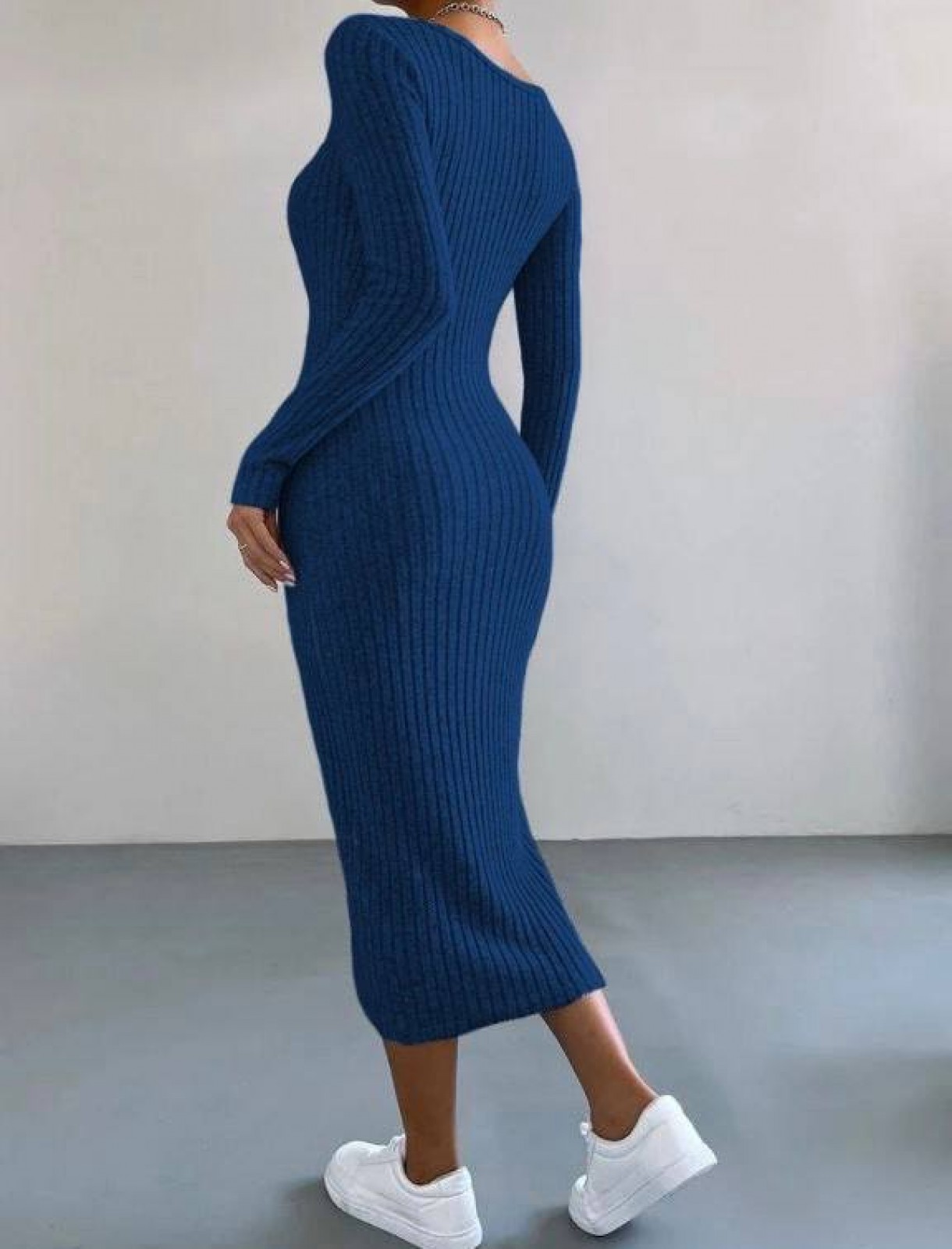 Жіноча сукня трикотаж ангора міді темно синього кольору р.42/46 396526